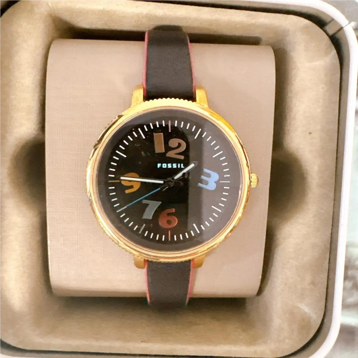 Fossil ES4963 Monroe Three-hand Black Leather Watch