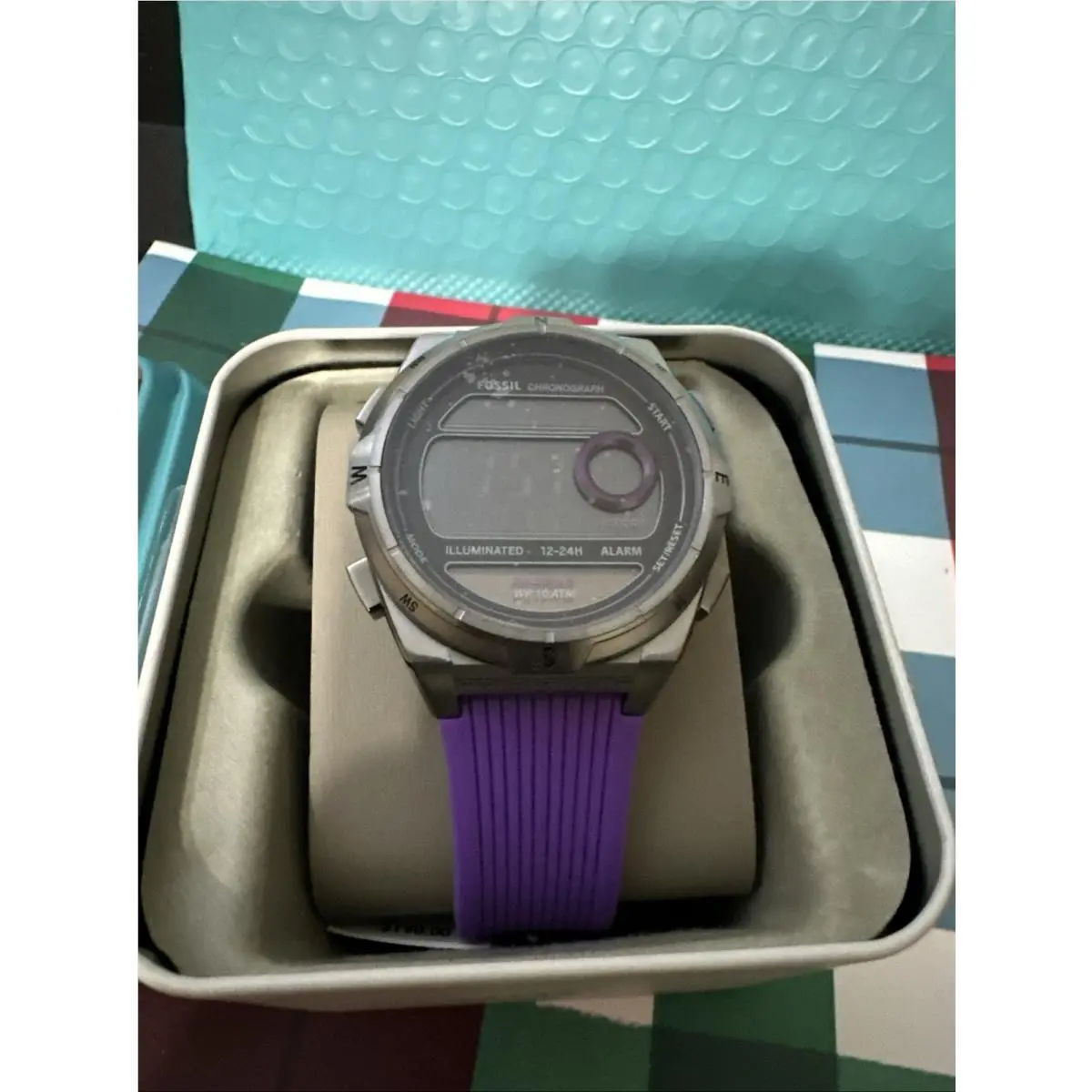 Fossil Solar Watch Everett FS5880 Purple Resin Strap Digital