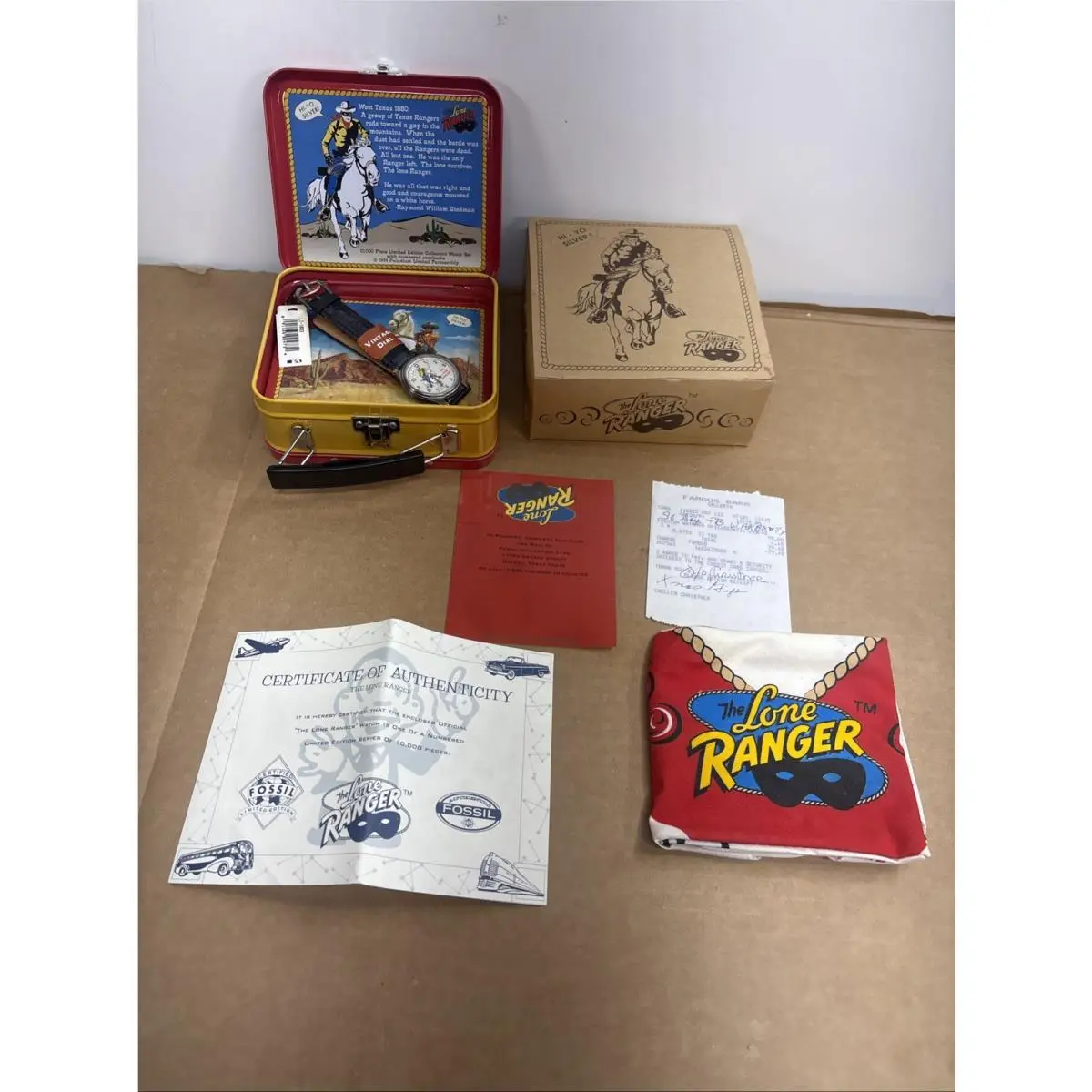 Mint Vintage 1994 Watch Fossil The Lone Ranger Numbered + Papers Receipt