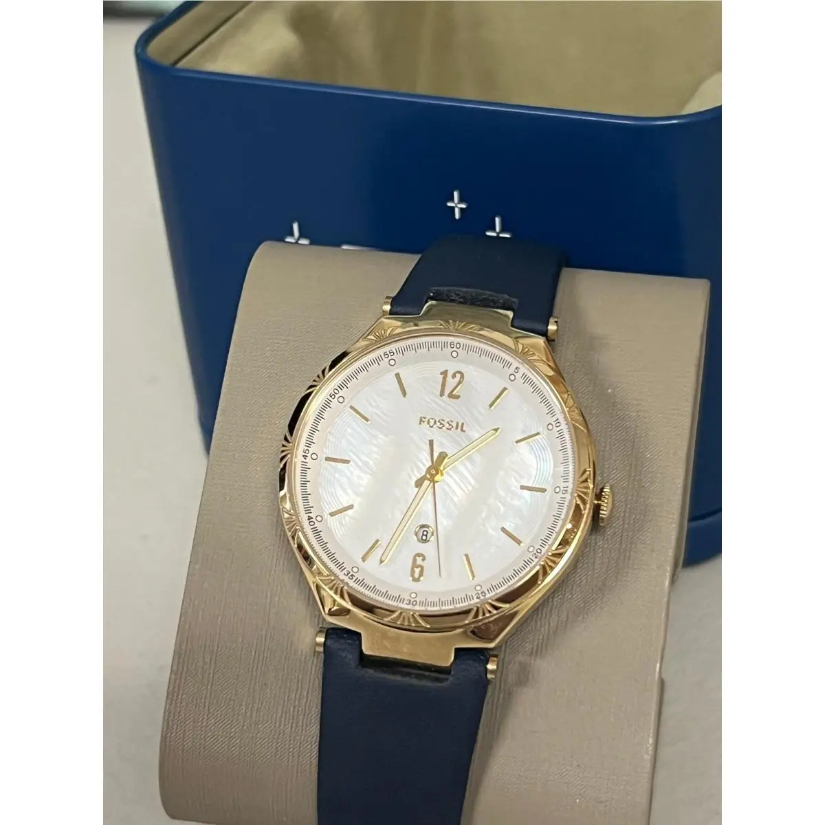 Fossil BQ3744 Ashtyn Three-hand Navy Leather Watch