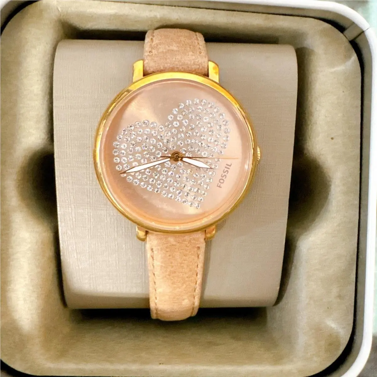 Fossil ES4376 Jacqueline Pastel Pink Rose Gold Leather Watch