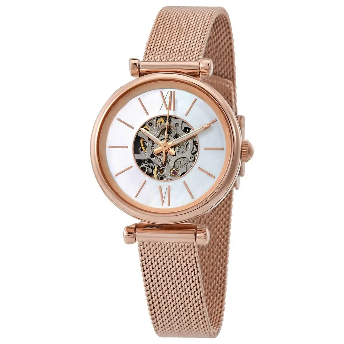 Fossil Carlie Mini Automatic Mop Skeleton Dial Ladies Watch ME3188