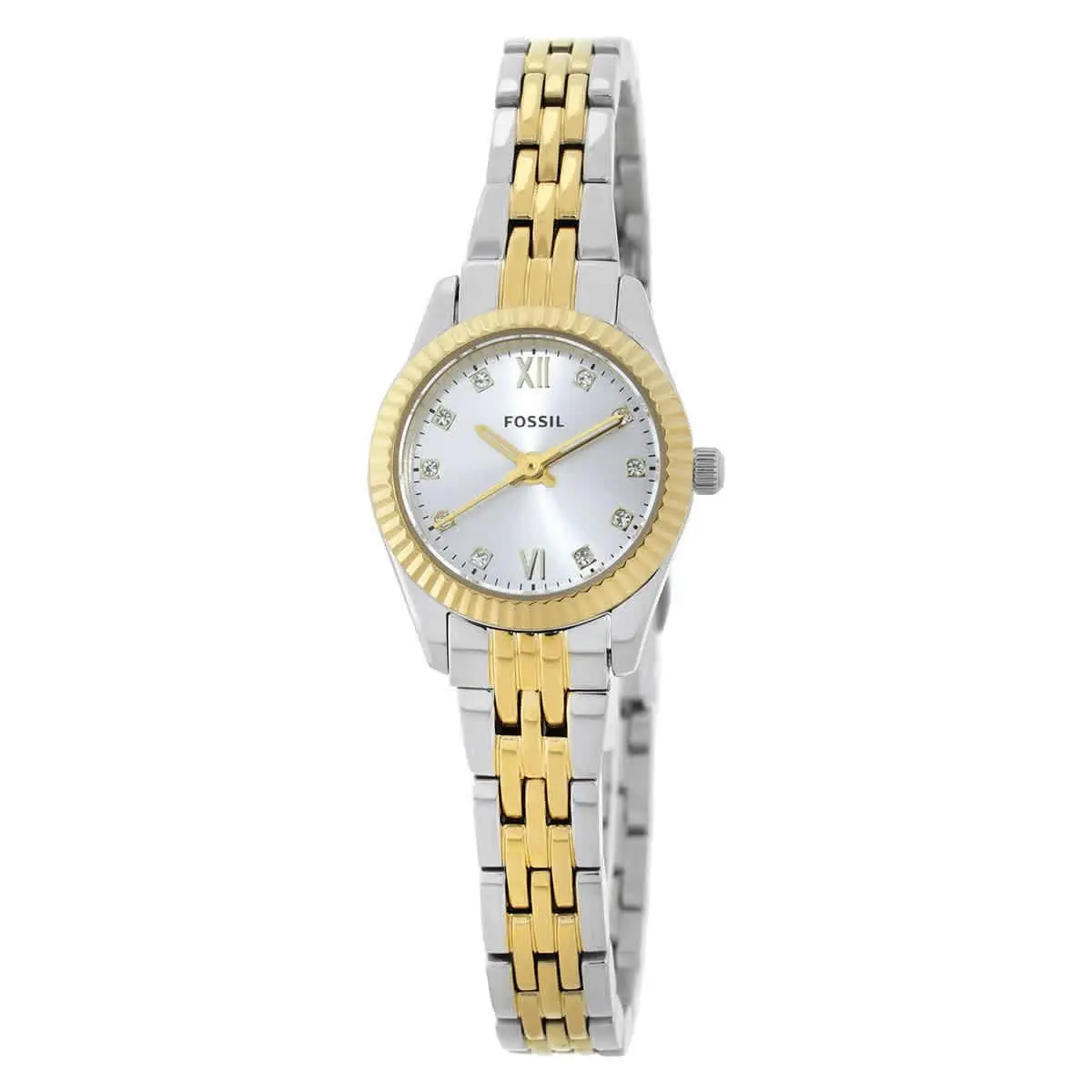 Fossil Scarlette Mini Quartz Silver Dial Two-tone Ladies Watch ES5473