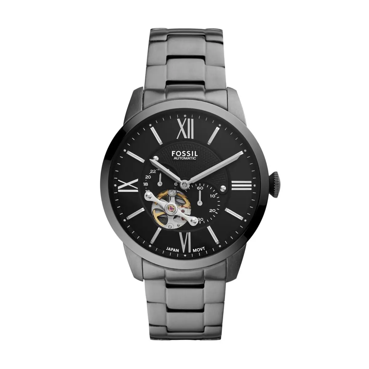 Fossil Men`s Watch Townsman Automatic Stainless Steel 44MM Smoke Gray