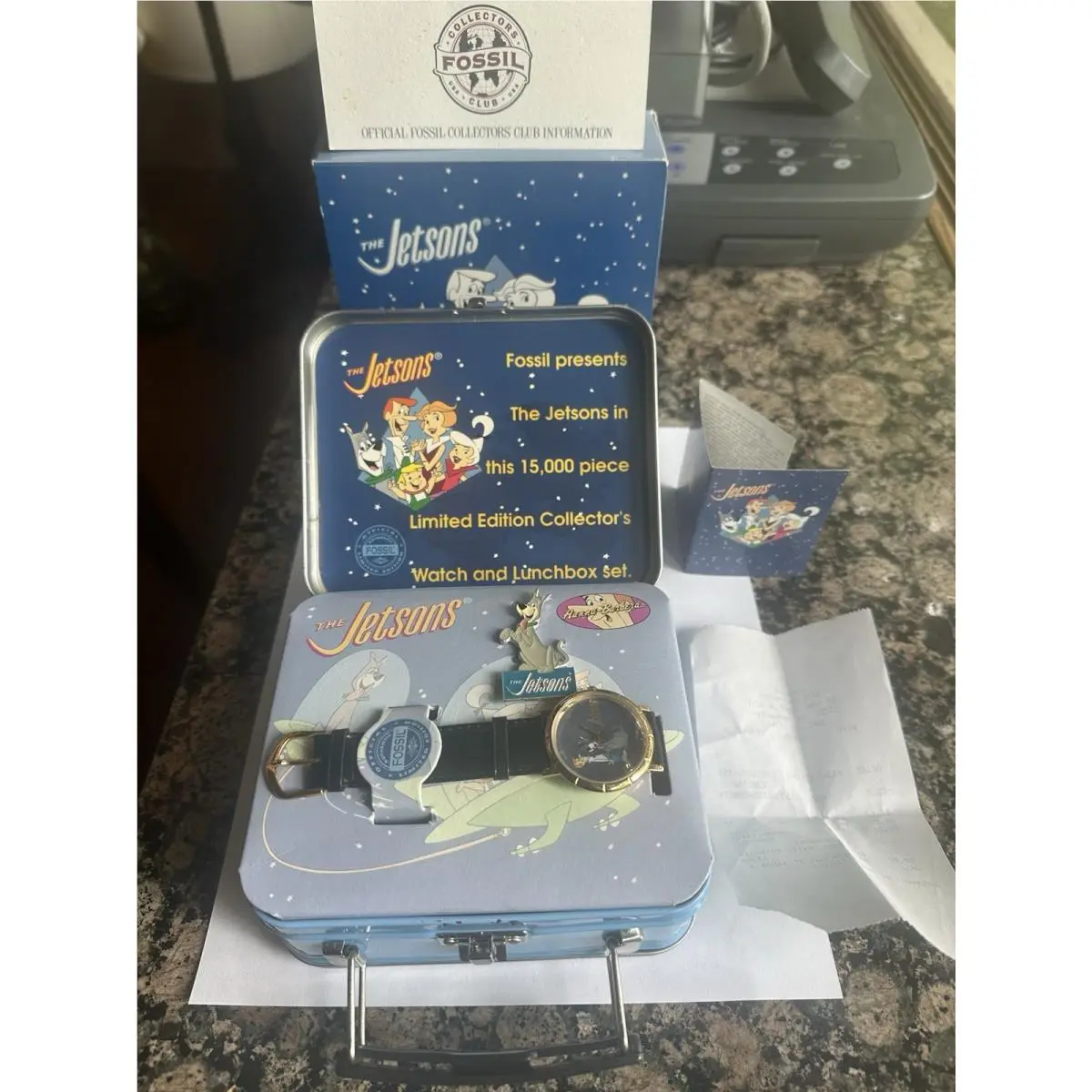 Vtg 1993 Fossil Limited Edition Jetsons Watch Lunchbox Set Number 06514/15000