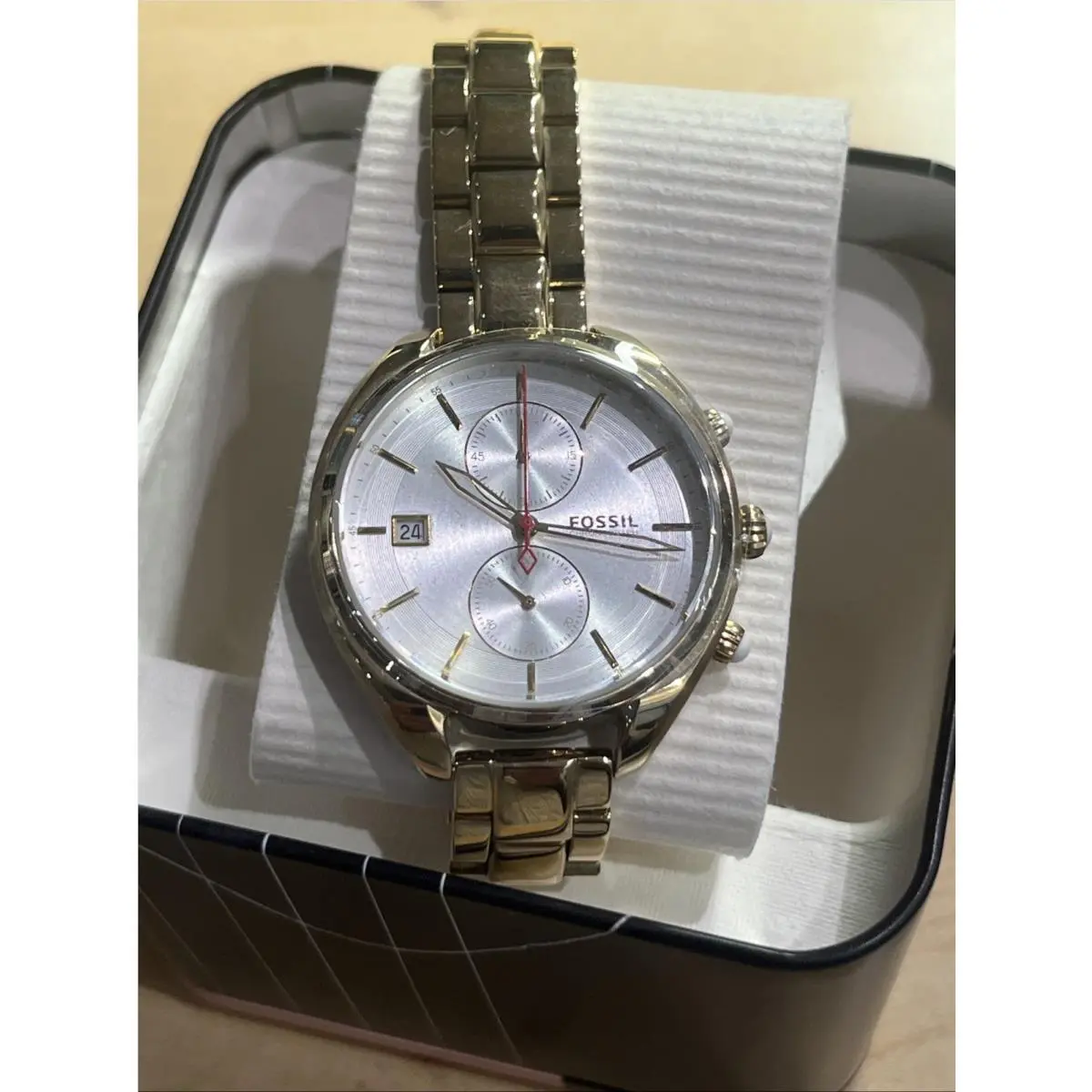 Women`s Gold-tone Stainless Fossil Land Racer Chronograph Watch with Date CH2976