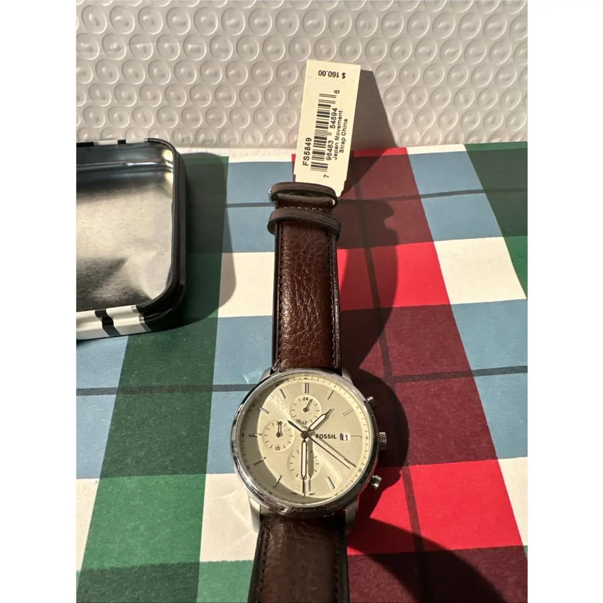 Fossilminimalist Chronograph Quartz Cream Dial Men`s Watchitem No. FS5849