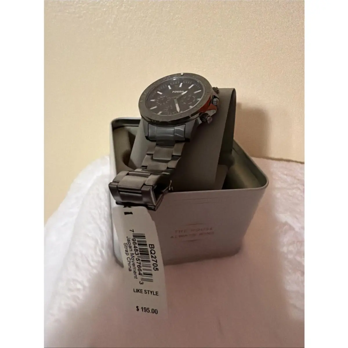 Fossil BQ2705 Smoke Stainless Steel Day Date Watch Battery Clean Works
