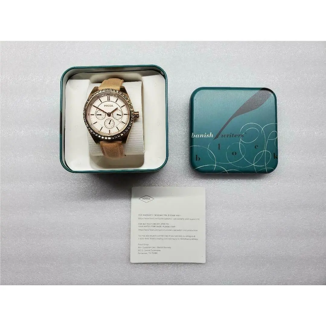 Fossil Dress Multi-function Light Brown Leather Strap Ladies Watch BQ3014
