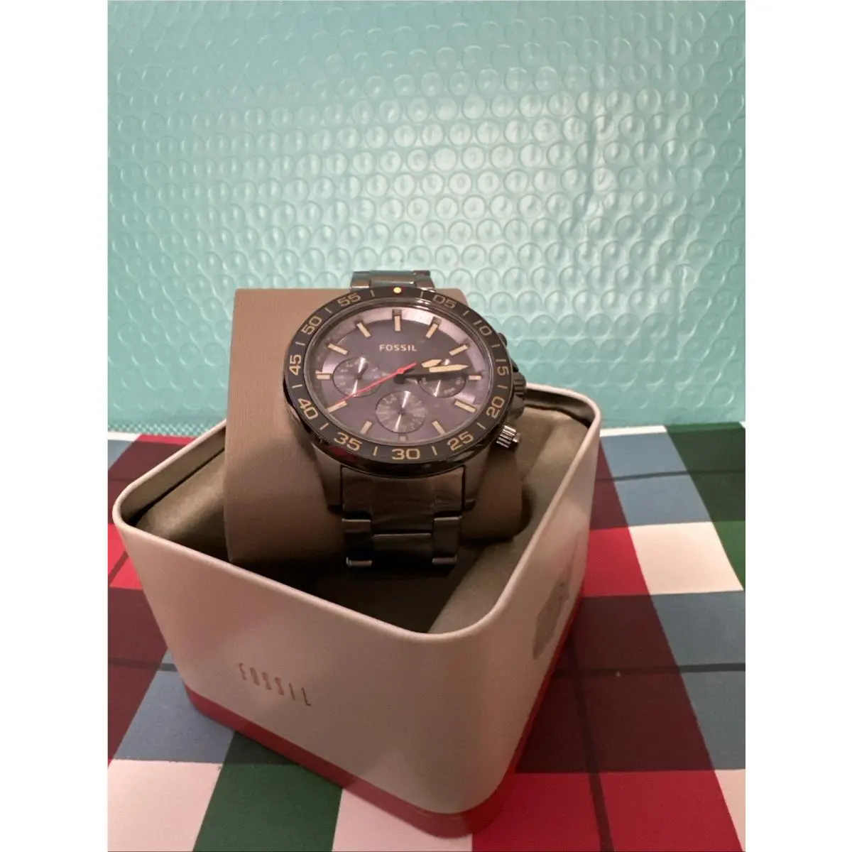 Fossil BQ2770 Mens Watch Chronograph Quartz Analog Round Silver Yellow