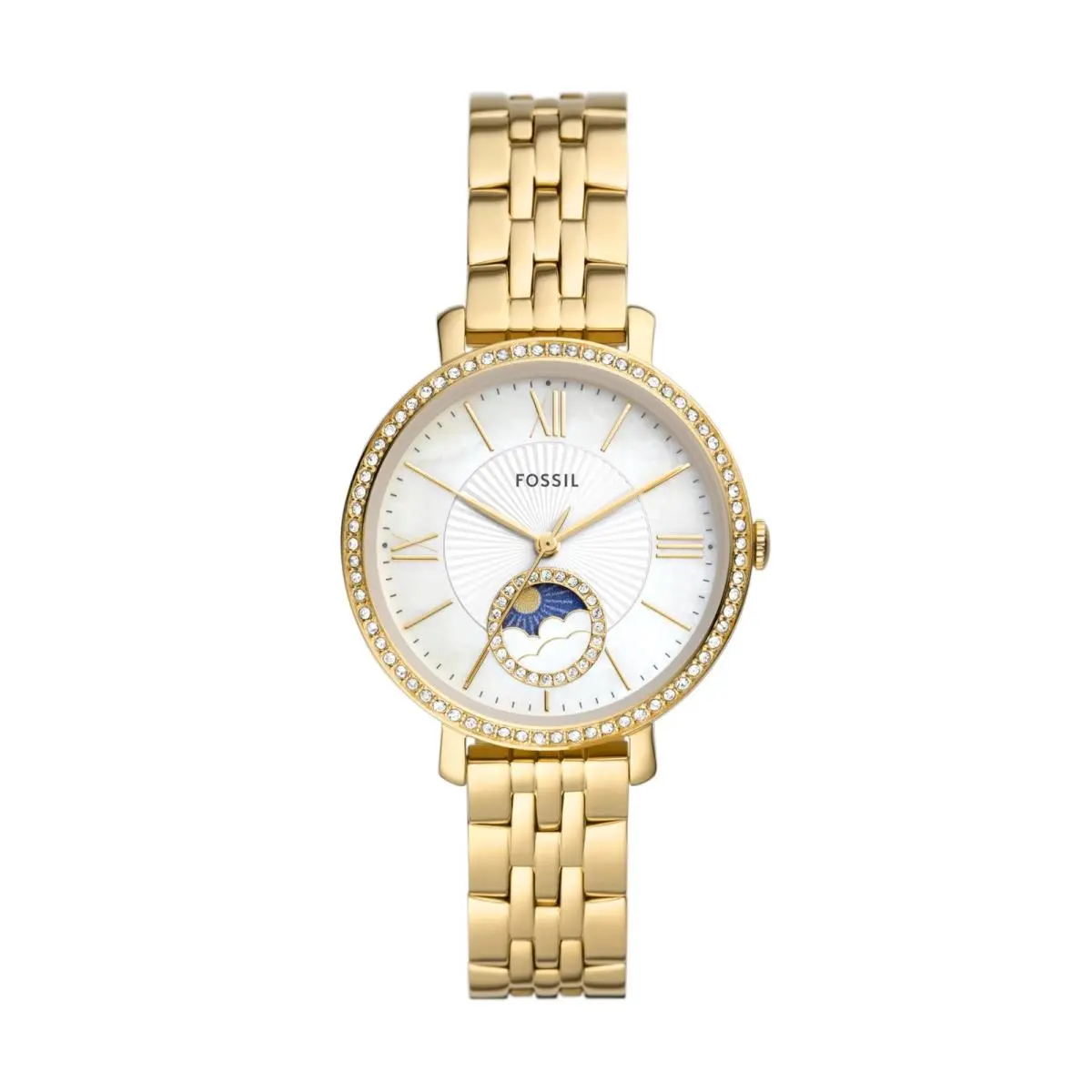 Women`s Jacqueline Quartz Stainless Steel Watch 36MM Gold Moonphase by Fossil
