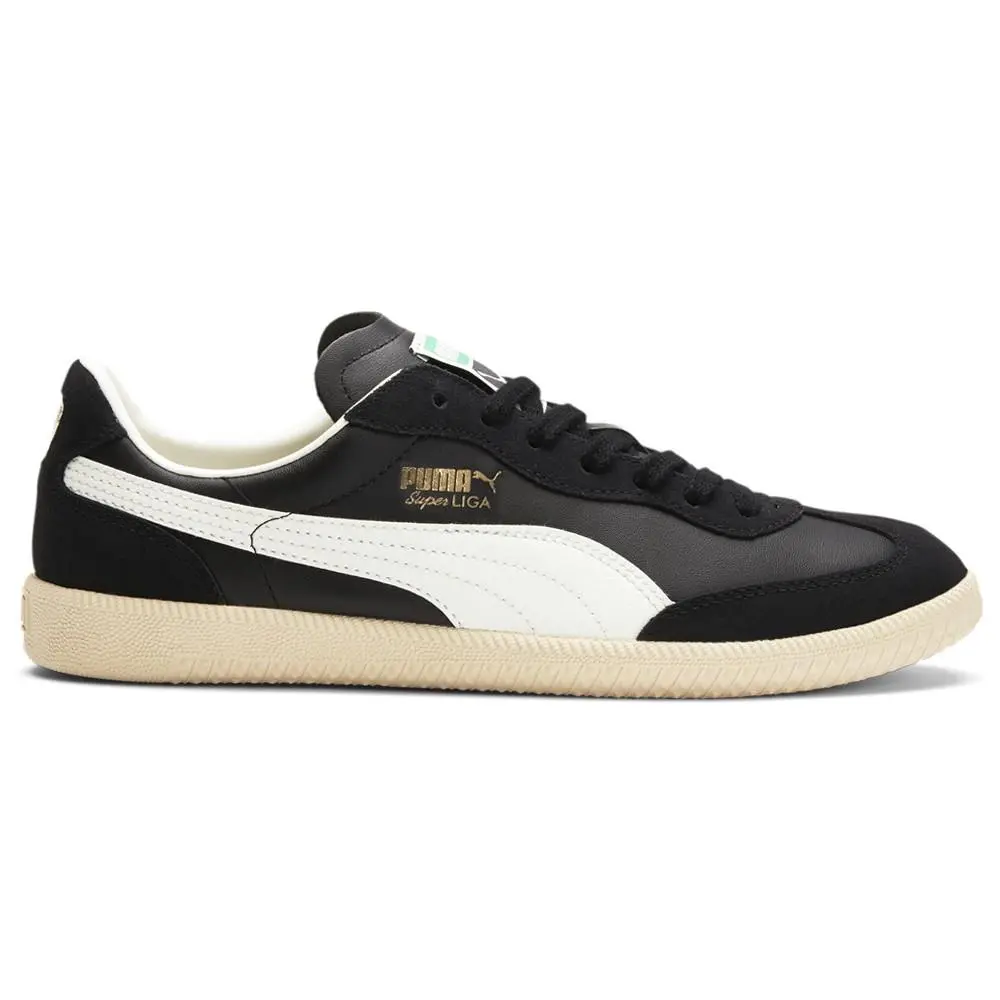 Puma Super Liga Og Retro Lace Up Mens Black White Sneakers Casual Shoes 356999