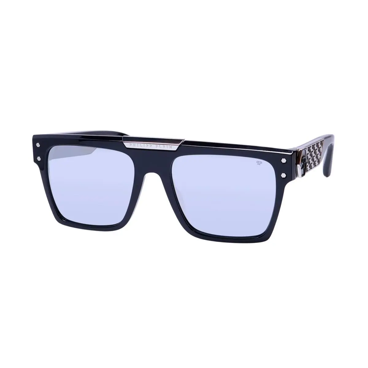 Philipp Plein SPP080 Plein Badge 23KT GP Sunglasses Square Plastic Black
