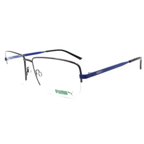 PU0215O 002 Men`s Eyeglasses Frames Half-rim 57-17-145 Ruthenium / Blue by Puma