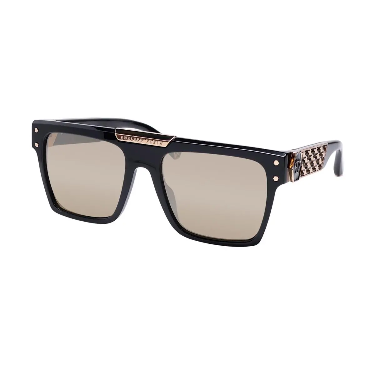 Philipp Plein SPP080 Plein Badge 23KT GP Sunglasses 55-18-145 Mens Black
