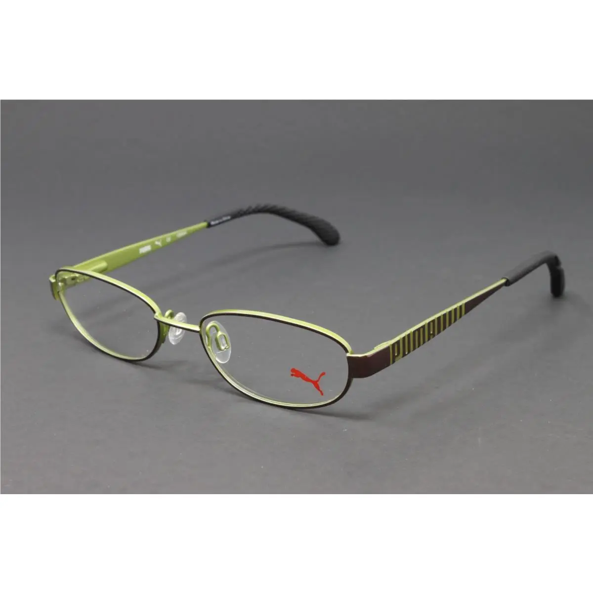Puma Unisex Eyeglasses Small Frame Brown Green 51mm Oval Metal PU15420-BR