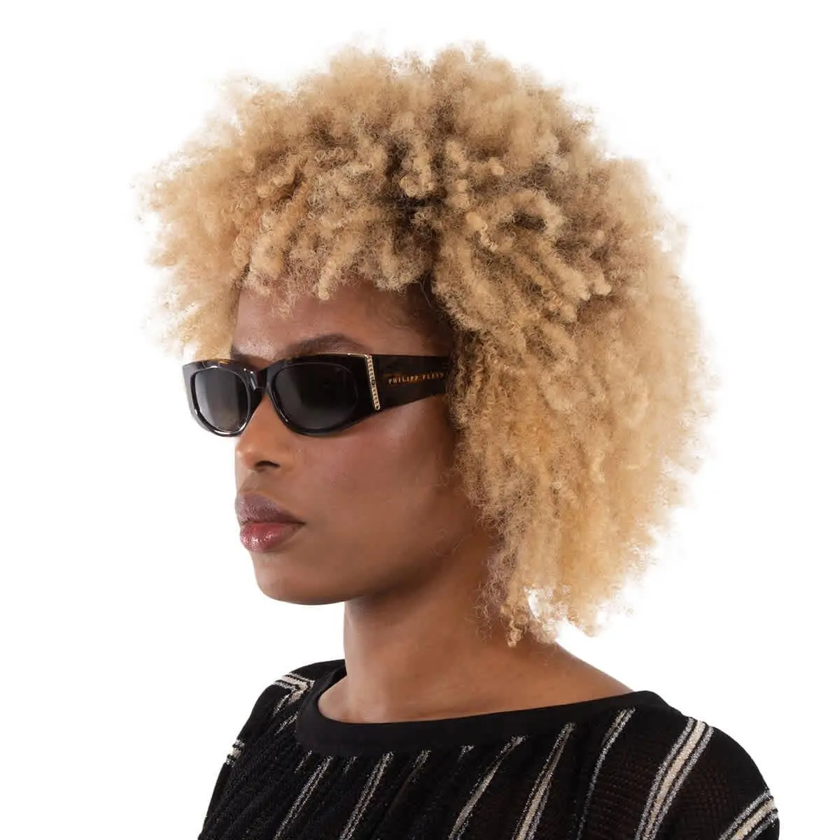 Philipp Plein Grey Oval Ladies Sunglasses SPP025S 0722 55 SPP025S 0722 55