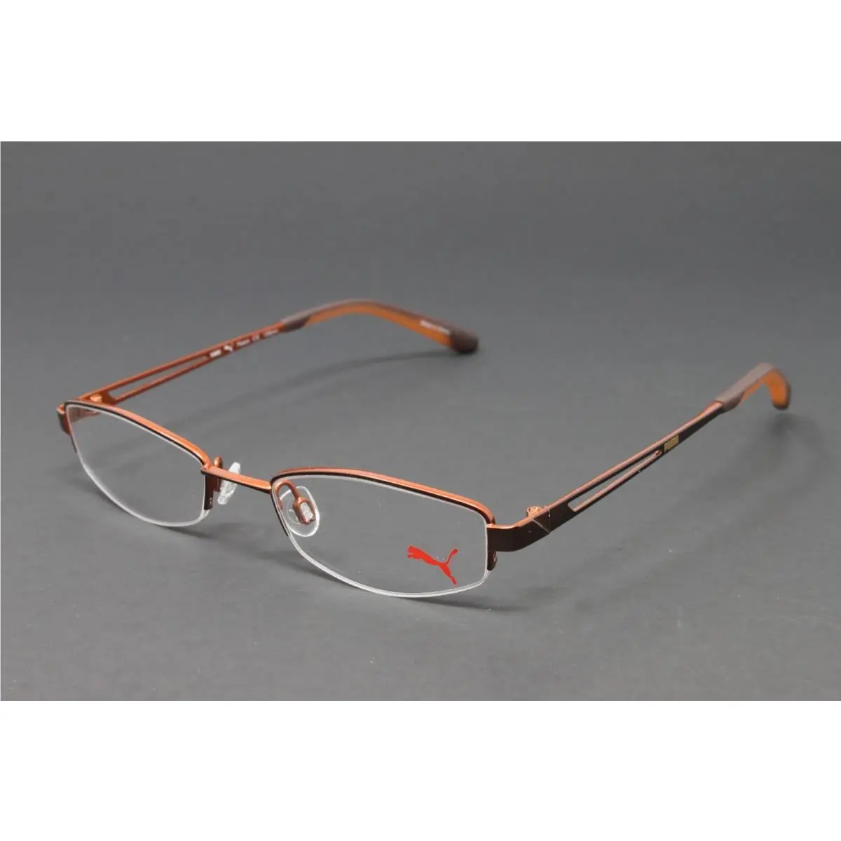 Puma Unisex Eyeglasses Small Frame Brown 46mm Half Rim Metal PU15337-BR