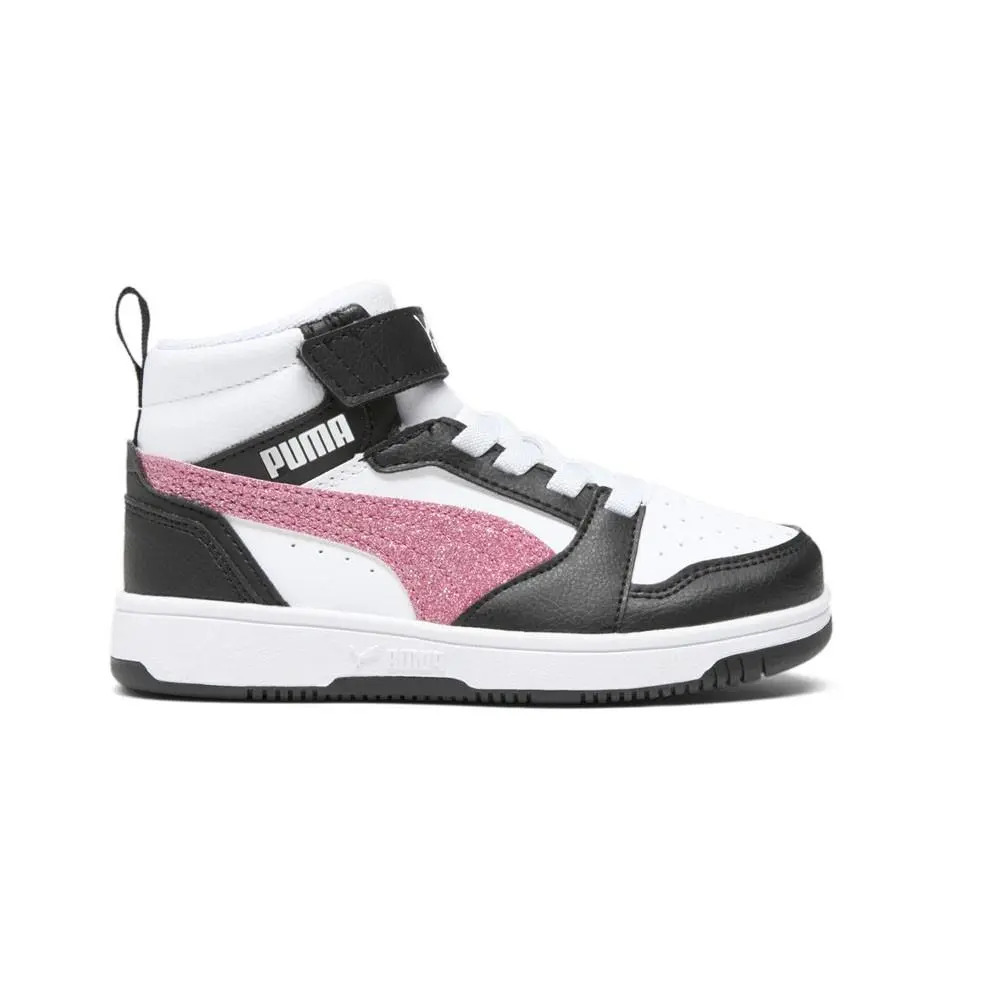 Puma Rebound V6 Mid Glitz Perforated High Top Toddler Girls Size 3.5 M Sneakers