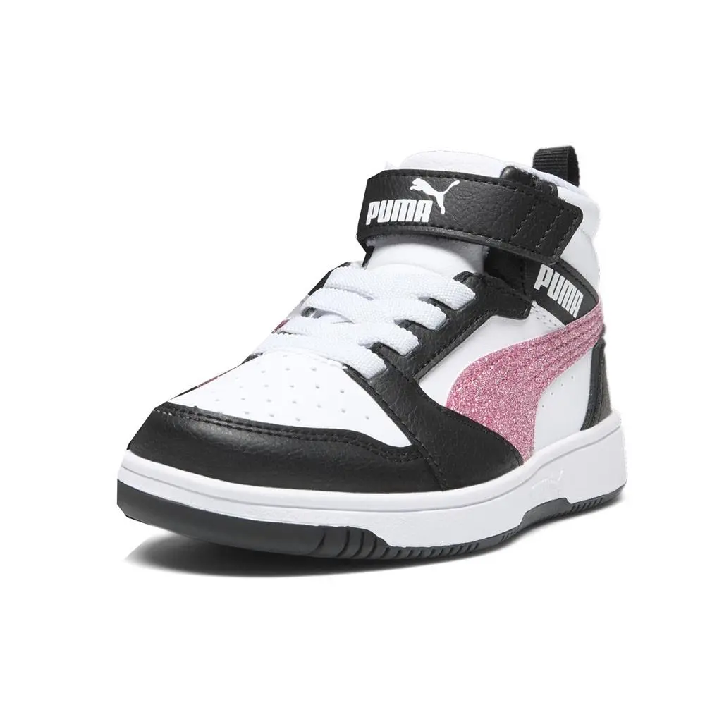 Puma shoes - PUMA Rebound V6 Mid Glitz Perforated High Top  Toddler - 39864001 - Black, Pink, White (UPC: 197646513145) 0