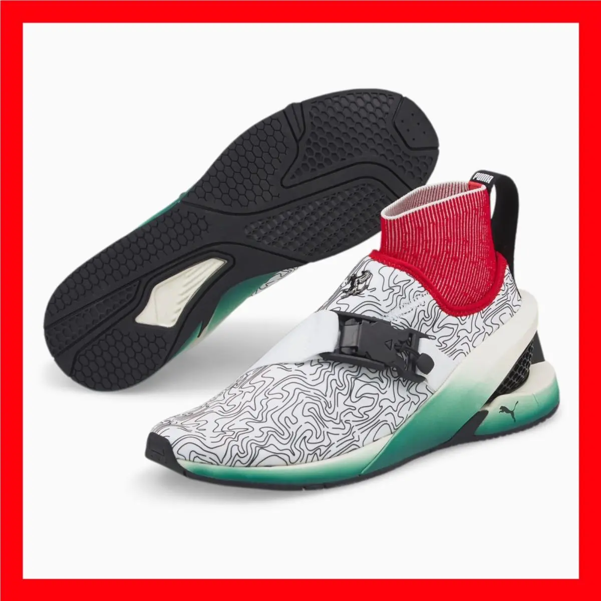 Puma x Ferrari Ion F Pool Shoes White Red Green 307112-01 Mens Size 13