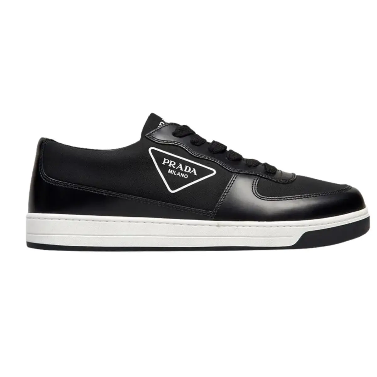 Prada 2EG401 Mens Black Leather Low Top Sneakers UK 10.5