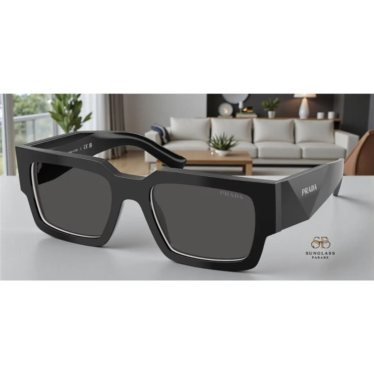 Prada PR B17S 16K08Z Black Talc Dark Grey 54 mm Men`s Sunglasses