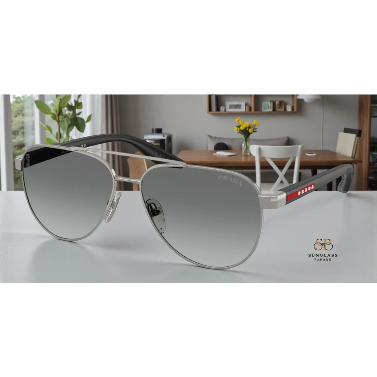 Prada Linea Rossa PS A52S 5AV3M1 Gunmetal Grey Gradient 58 mm Men`s Sunglasses