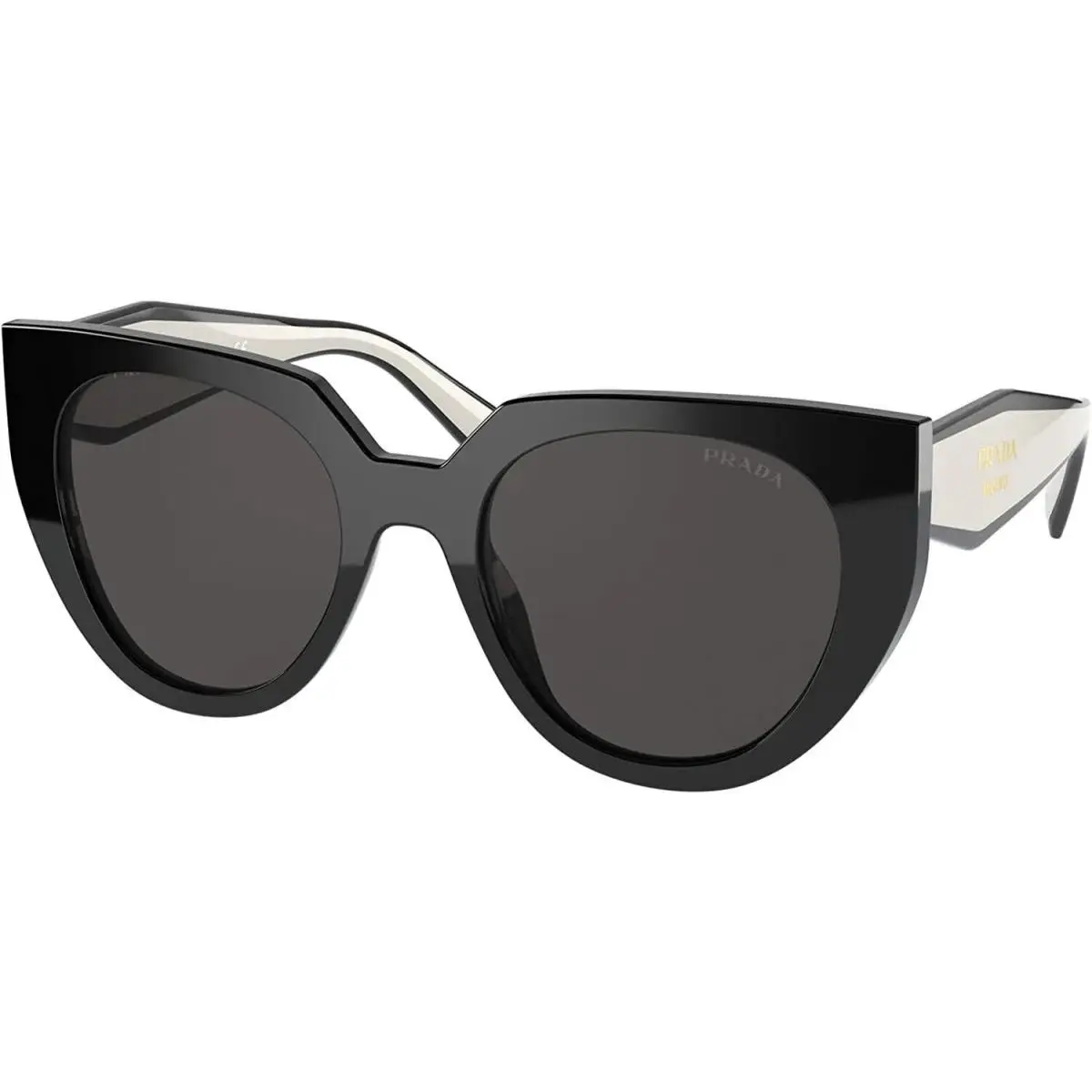 Prada 14W 09Q5S0 Black Talc Dark Gray Sunglasses Grey Lenses PR14WS