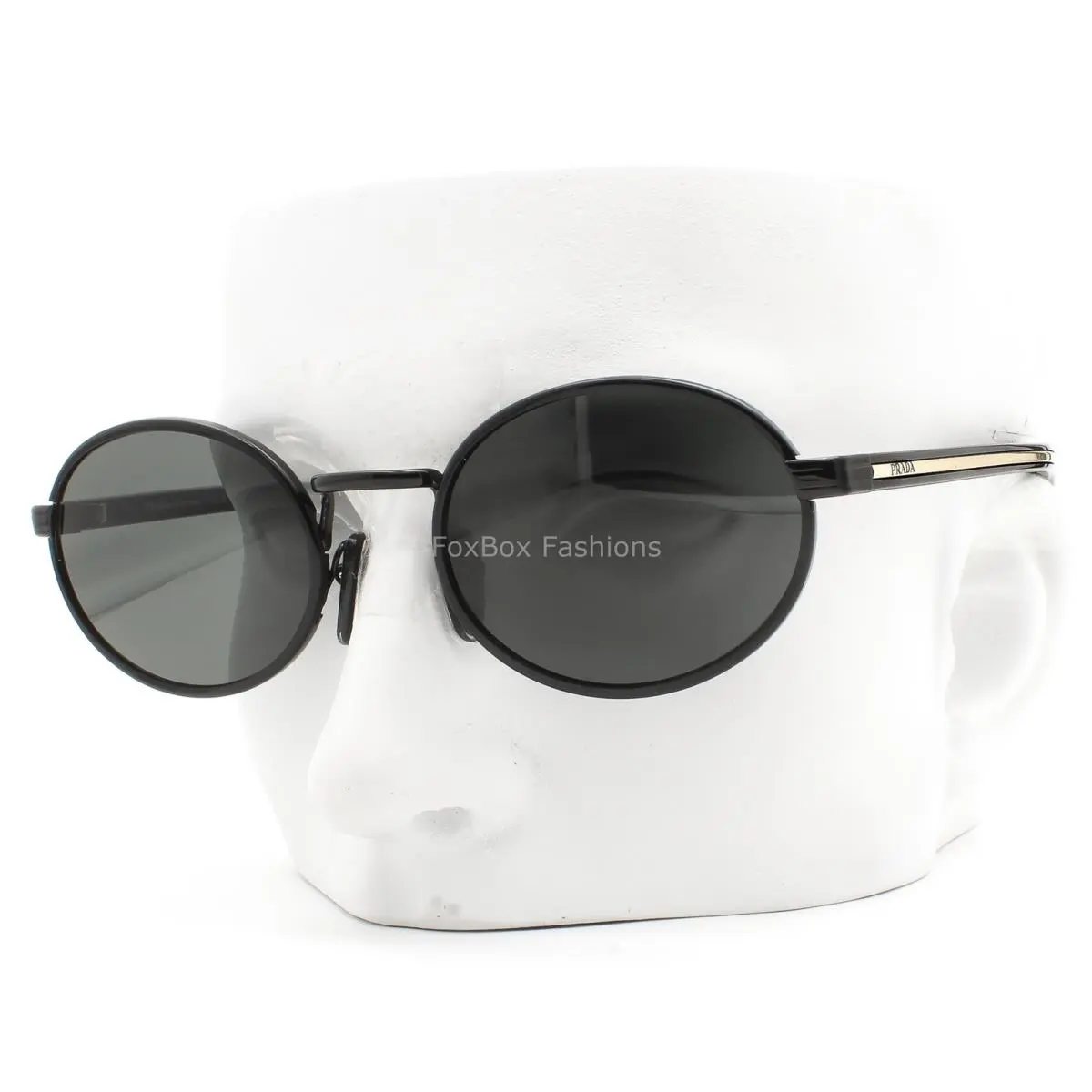 Prada Sunglasses Polished Black Pale Gold Trim Spr B56 AAV-08Z with Case