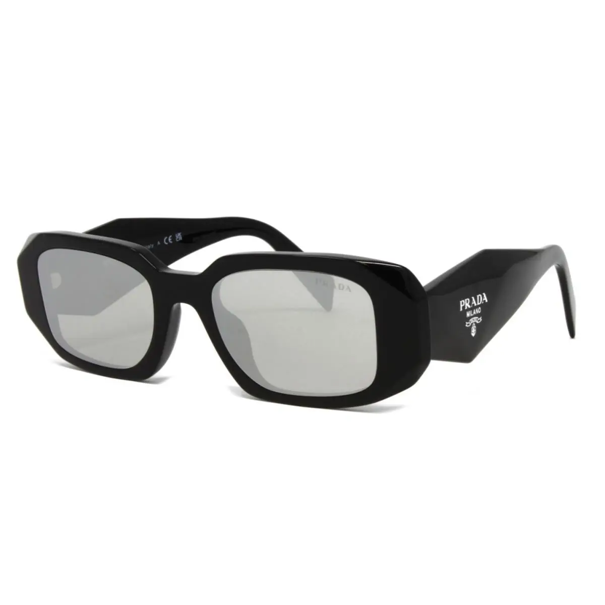 Prada Women`s Sunglasses PR17WSF 1AB2B0 Black 51mm Silver Mirrored Lens