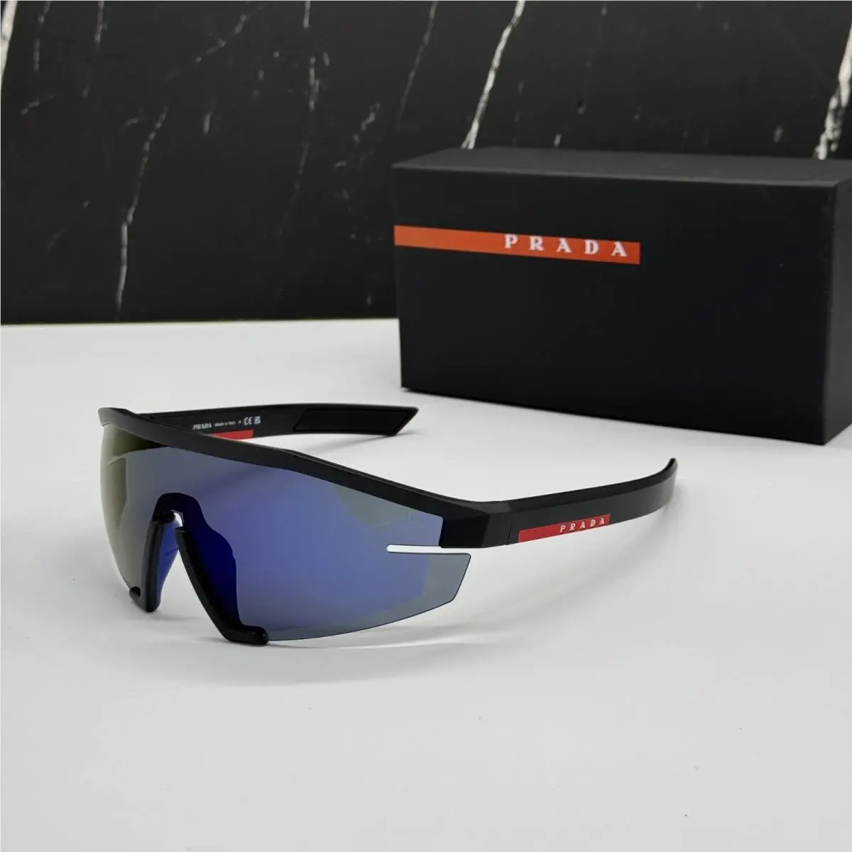 Prada Linea Rossa PS03ZS 1BO05U Men Black Blue Sport Sunglasses