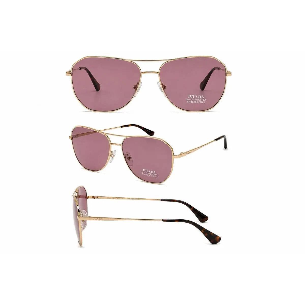 Spr 63X 5AK-05D Gold Pink Aviator Sunglasses by Prada