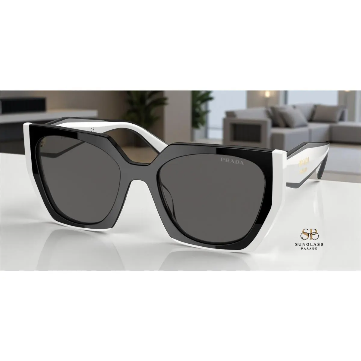 Prada PR 15WSF 09Q5S0 Black Talc Dark Grey 55 mm Women`s Sunglasses