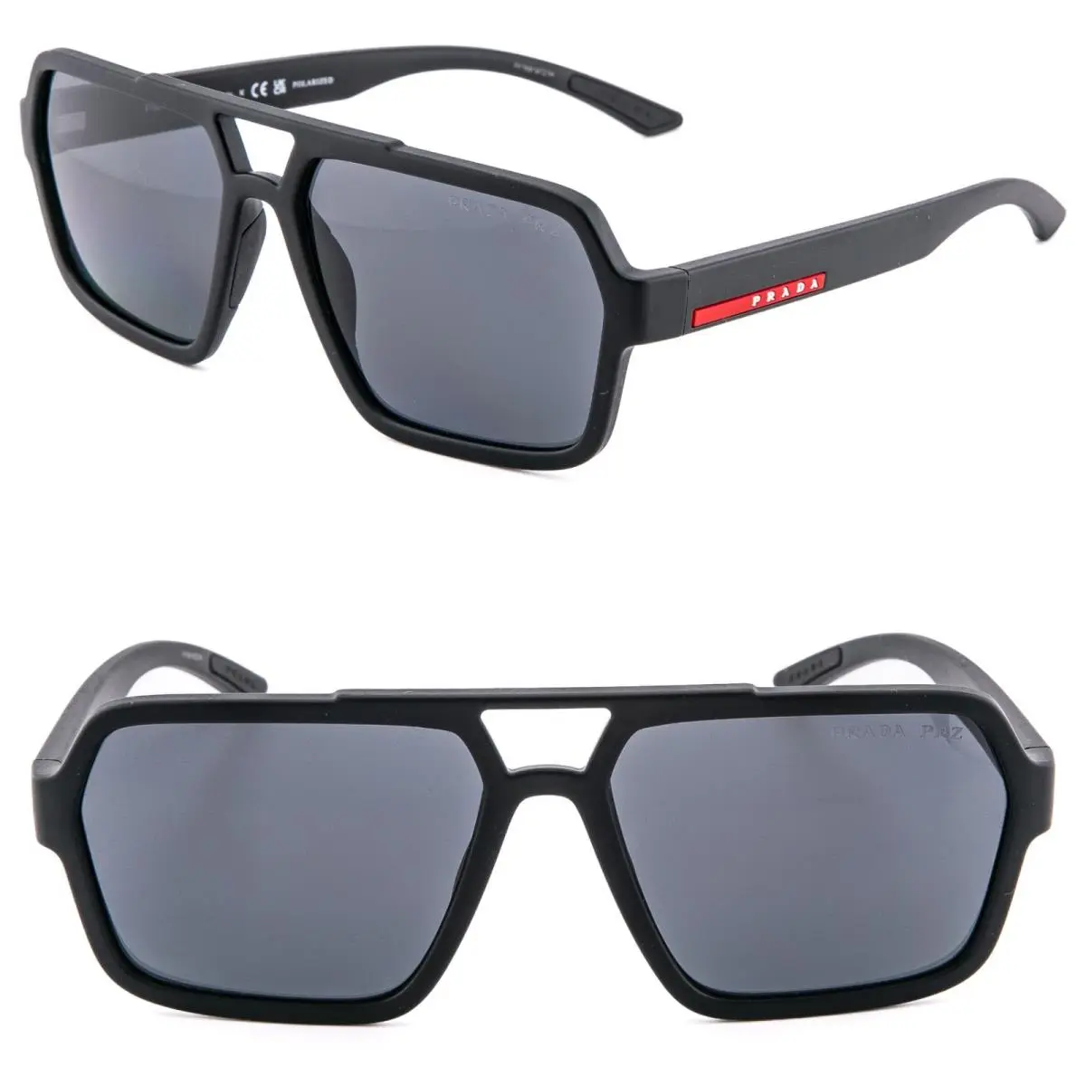 Prada A06 Linea Rossa Sport Active Square Sunglass Black Polarized PSA06S A06S