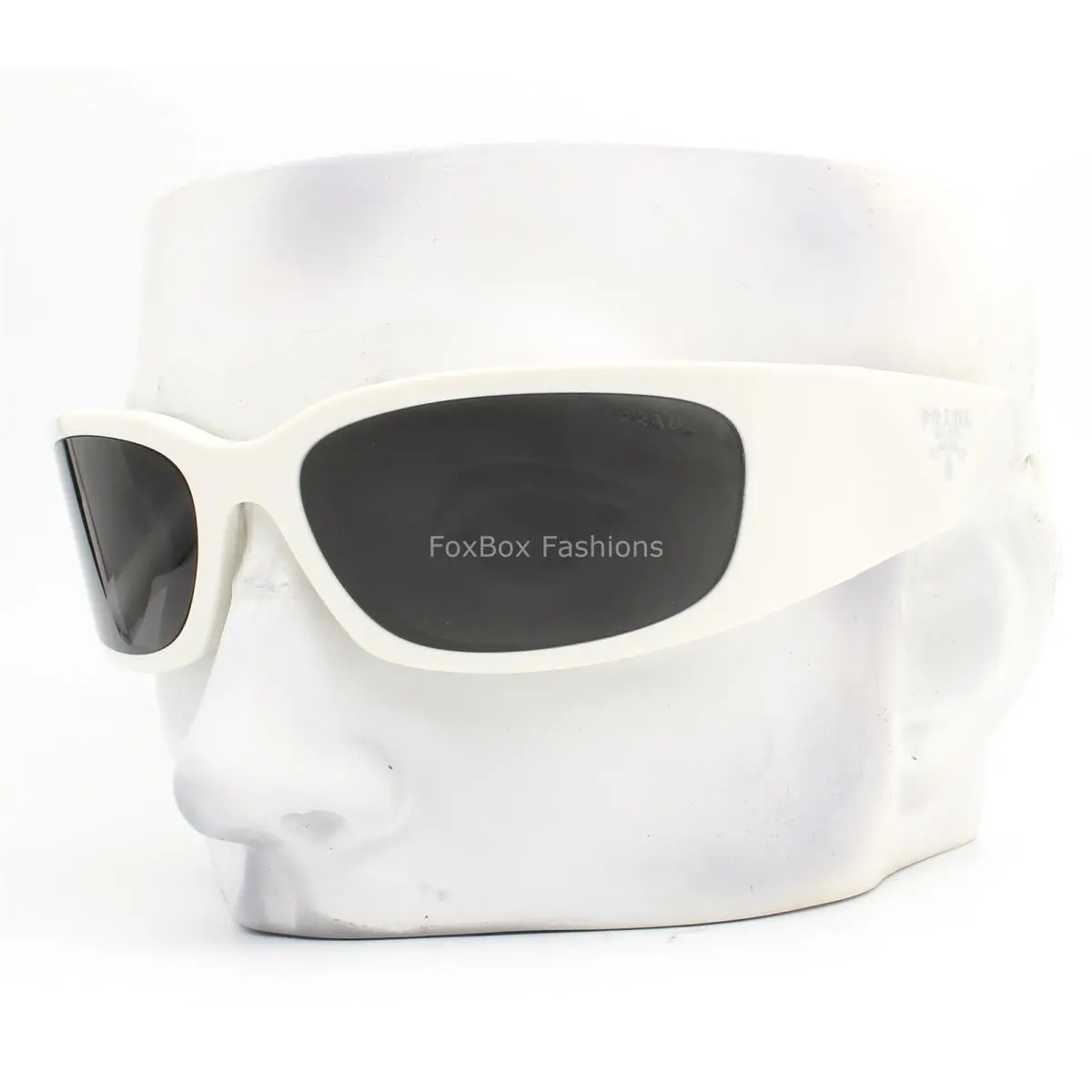 Prada Symbole Sunglasses Spr A19 142-5S0 Talc White Silver Logo with Case