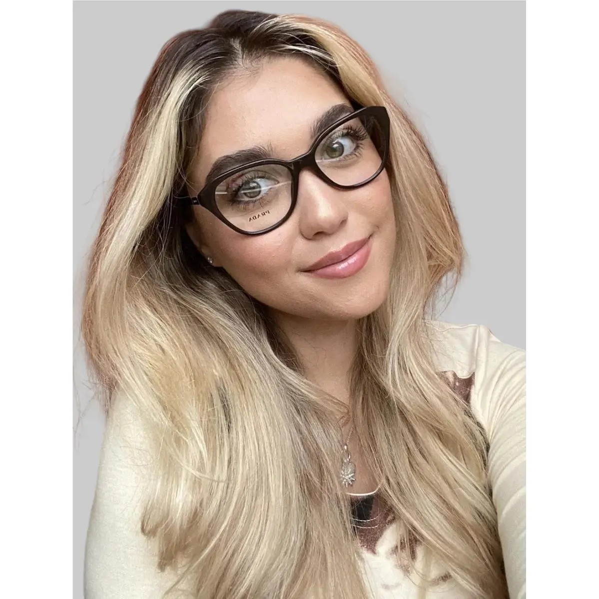Prada Vpr 28S DHO-1O1 52mm Brown Cat Eye Women`s Eyeglasses Frame