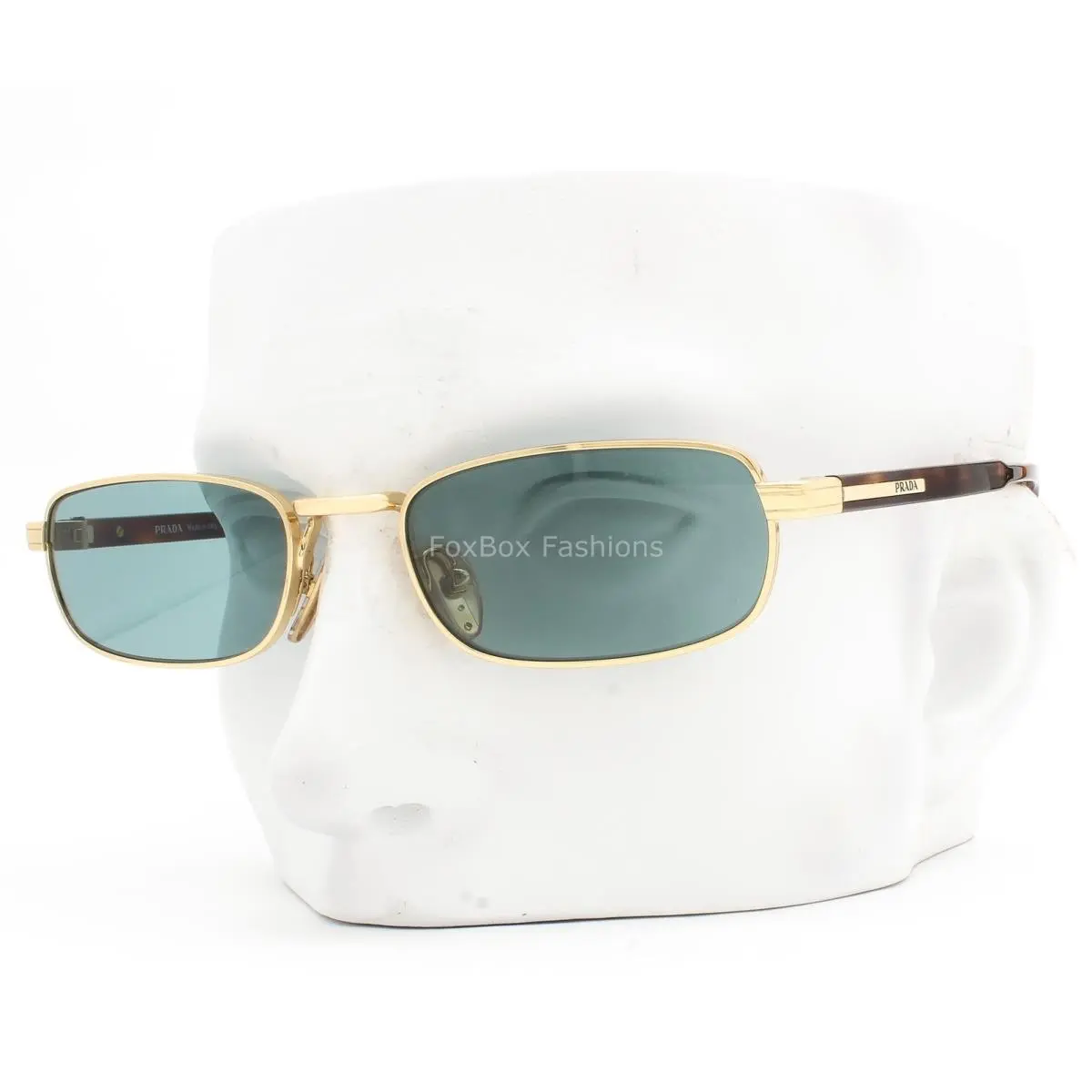Prada Sunglasses Shiny Gold on Tortoise Petrol Green Spr B54 5AK-40K with Case