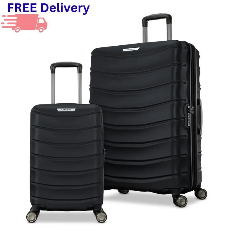 Hardside 2-Piece Luggage Set Spinner Carry On Checked Travel Bag Black by Samsonite