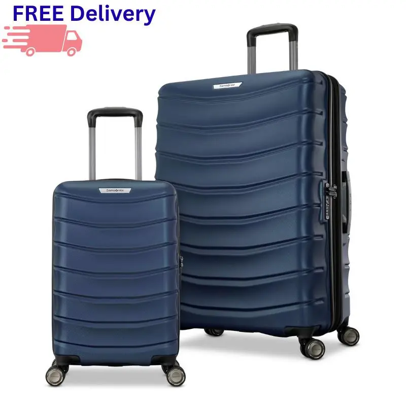 Hardside 2-Piece Luggage Set Spinner Carry On Checked Travel Bag Blue by Samsonite