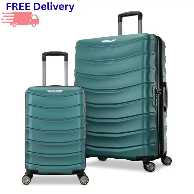 Hardside 2-Piece Luggage Set Spinner Carry On Checked Travel Bag Emerald Green by Samsonite