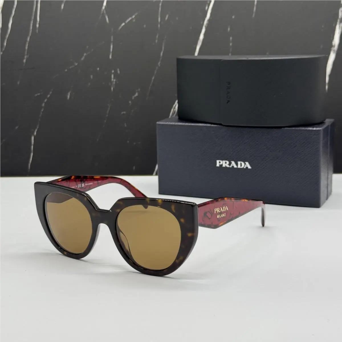 Prada PR14WS 2AU5Y1 Havana Brown Burgundy Women Sunglasses