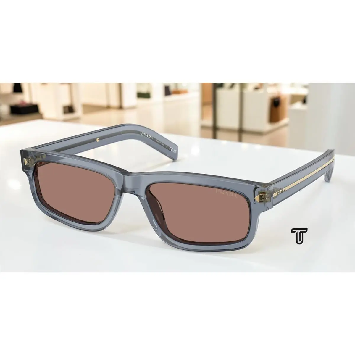 Prada PR B11S 17T05D Trans Ocean Brown Mirror Internal Grey 57mm Mens Sunglasses