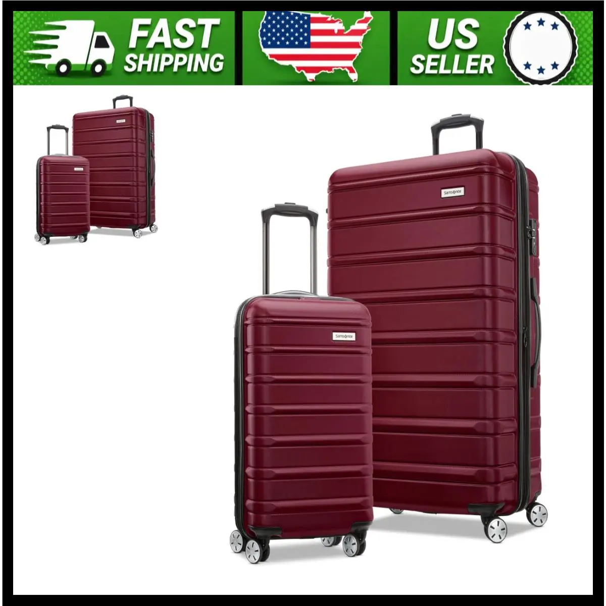 Samsonite Omni 2 Hardside 2 Piece Luggage Set Carry-on Checked Merlot