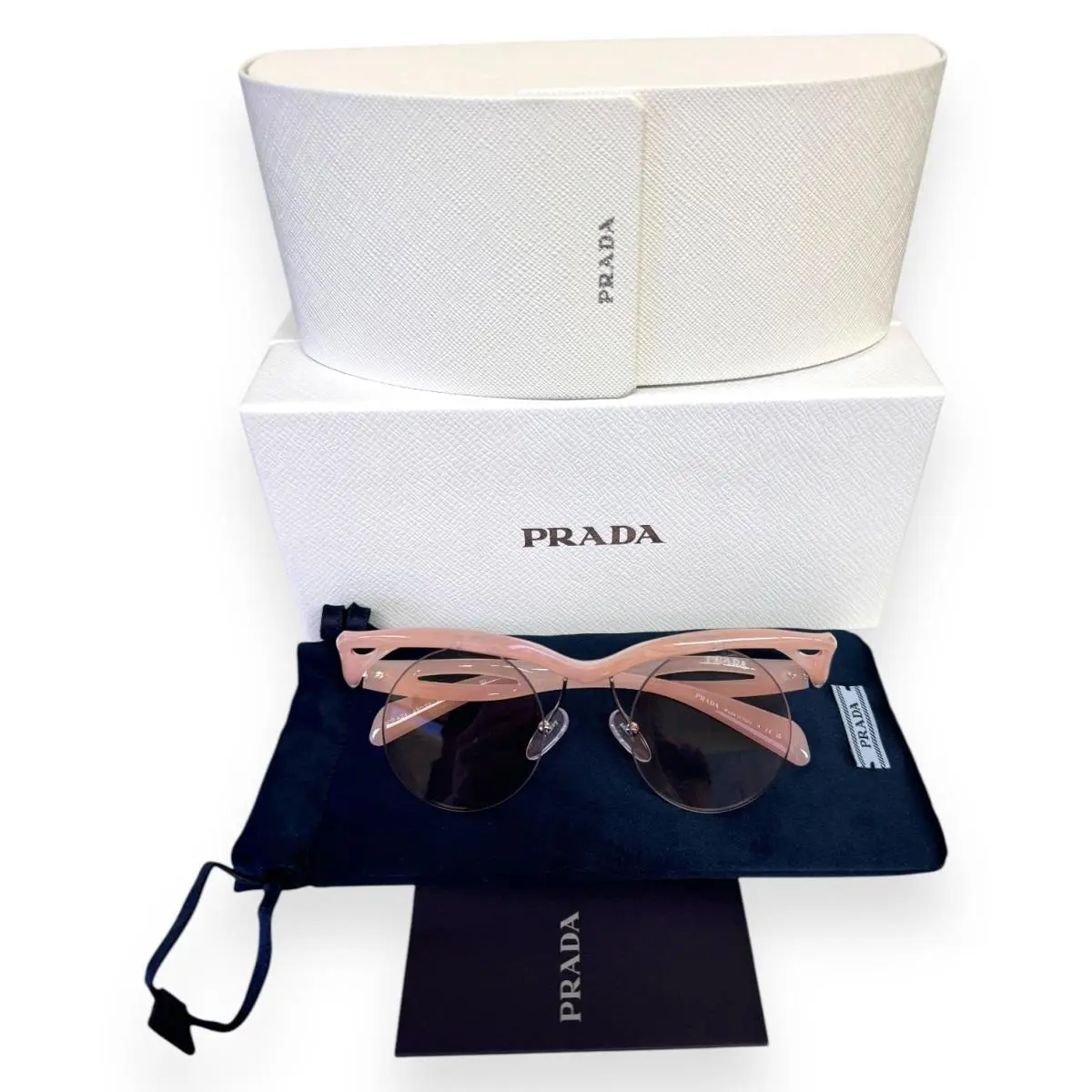 Prada Morph Sunglasses Round Festival Retro Peach Pink Spr A24 12S-0B8 with Case