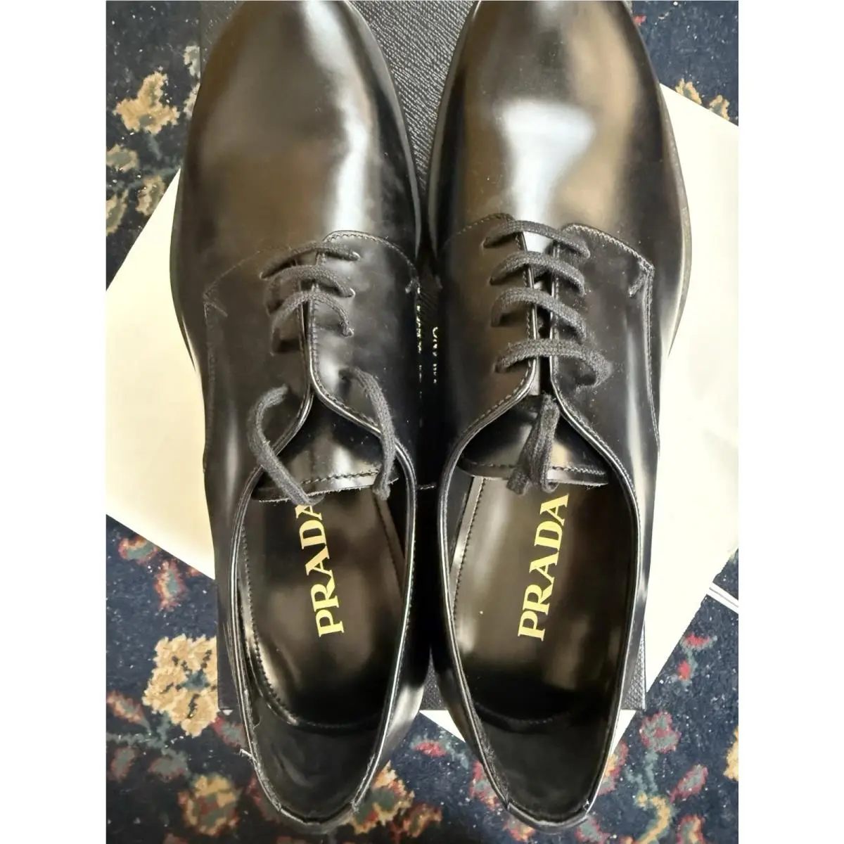 Prada Calzature Uomo Men’s Black Leather Shoes US 11 UK 10