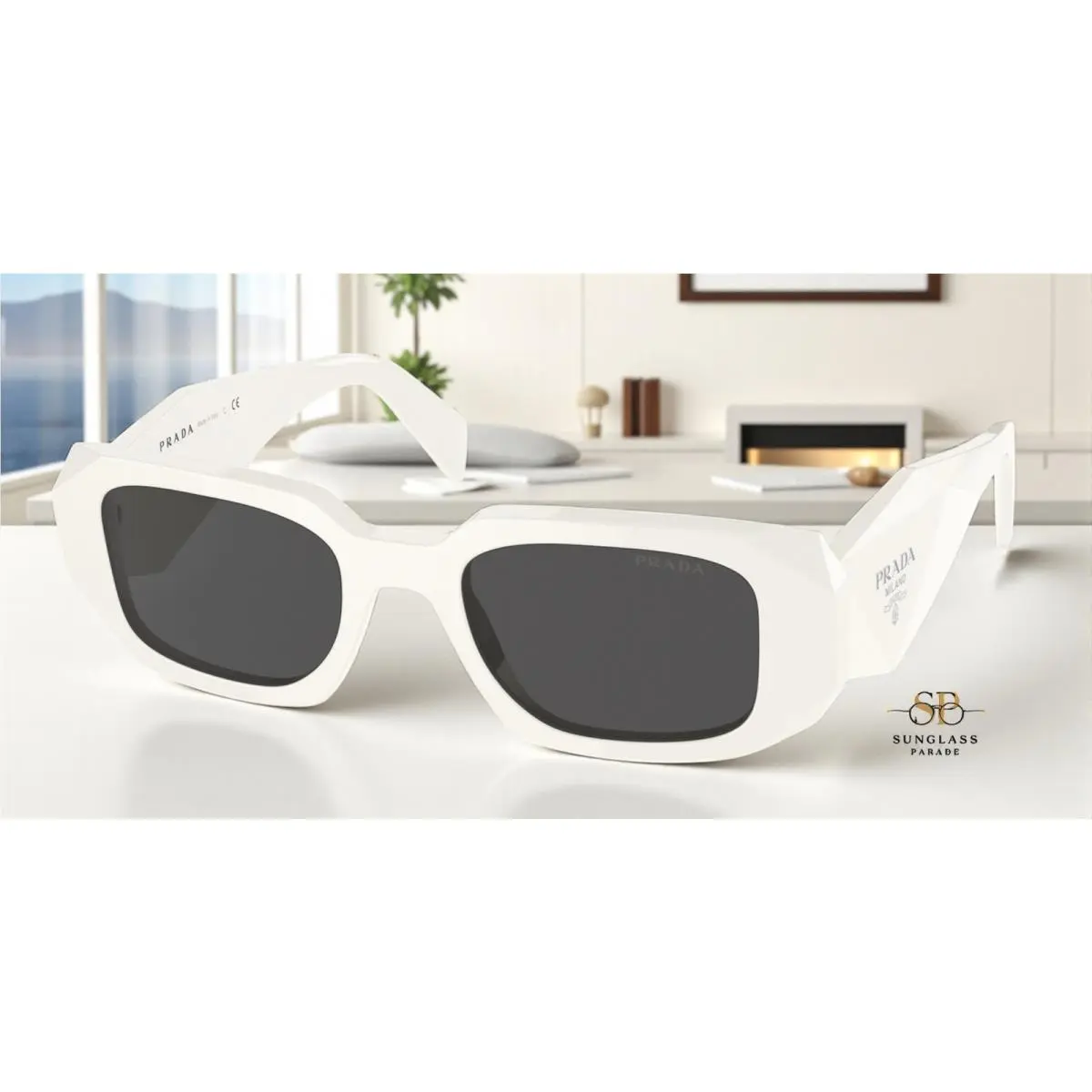 Prada PR 17WS 1425S0 Talc Dark Grey 49 mm Women`s Sunglasses