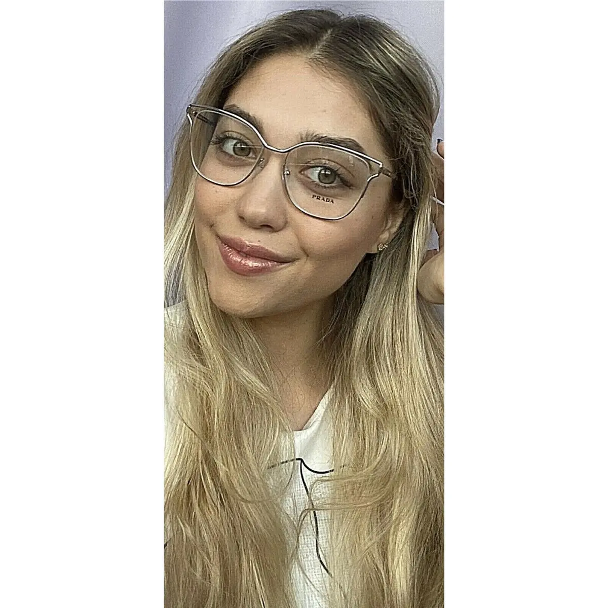 Prada Vpr 45R 1BC-1O1 53mm Silver Oversized Women`s Eyeglasses Frame