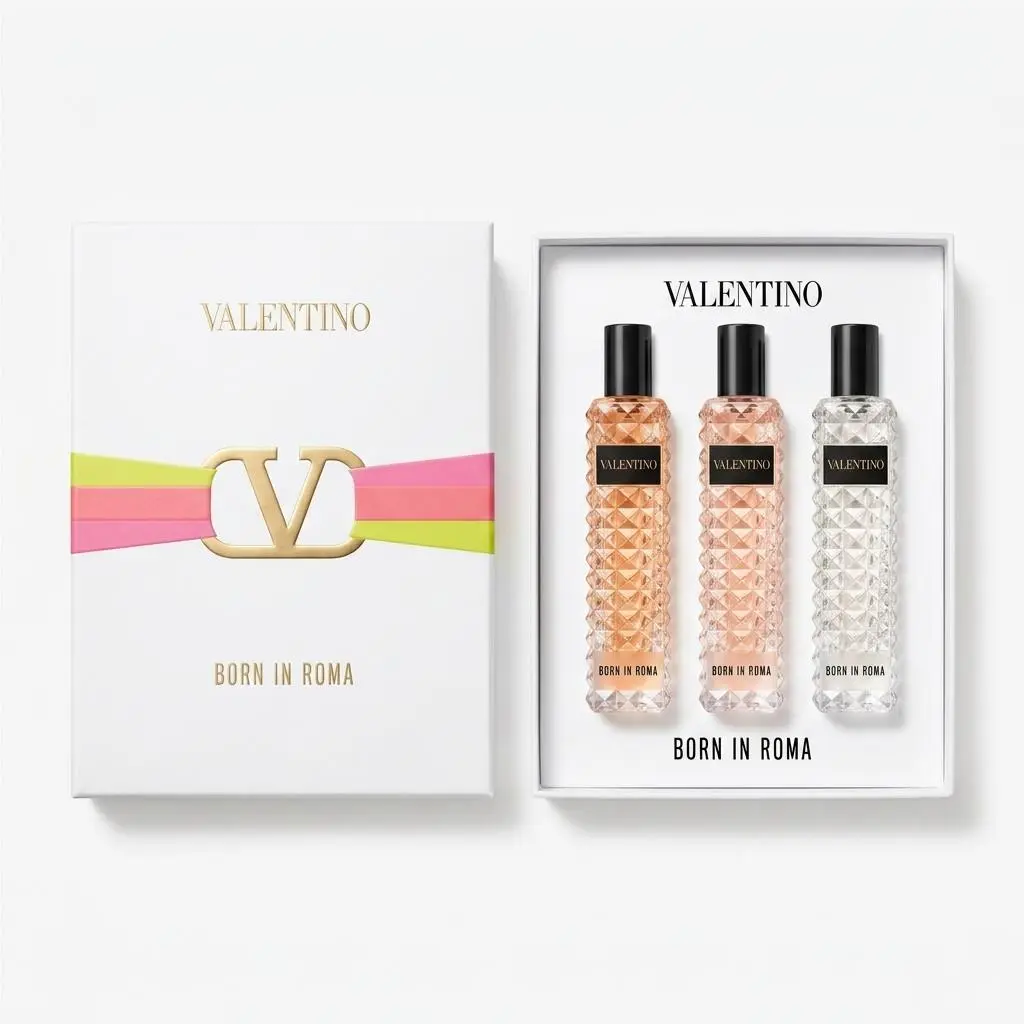 Valentino Born IN Roma Pour Femme 3 Piece Gift Set Edp Spray 3 x 15ML