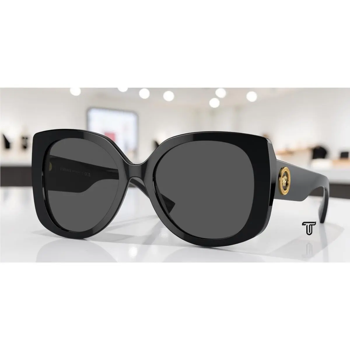 VE4387 GB1 87 Black Dark Grey 56mm Women`s Sunglasses by Versace
